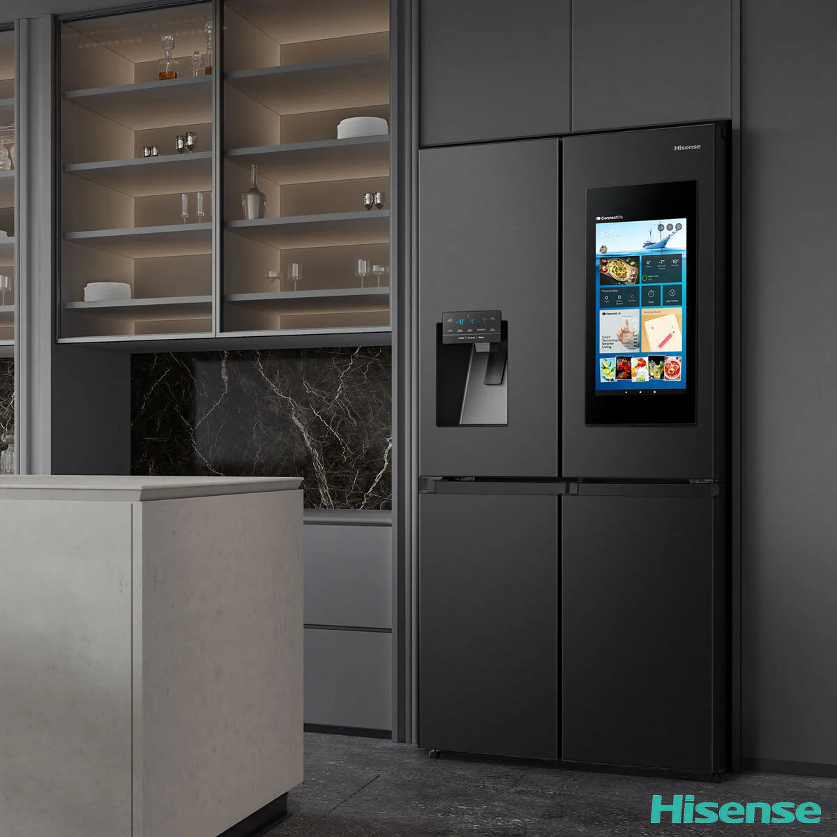 Hisense RQ760N4IFE, Multidoor Fridge Freezer E Rating in Black