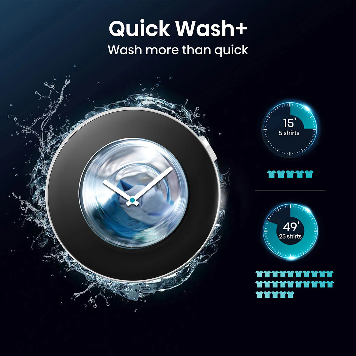 Hisense WF5S1045BB, 10.5kg 1400rpm Washing Machine, A Rated in Black - Image 7