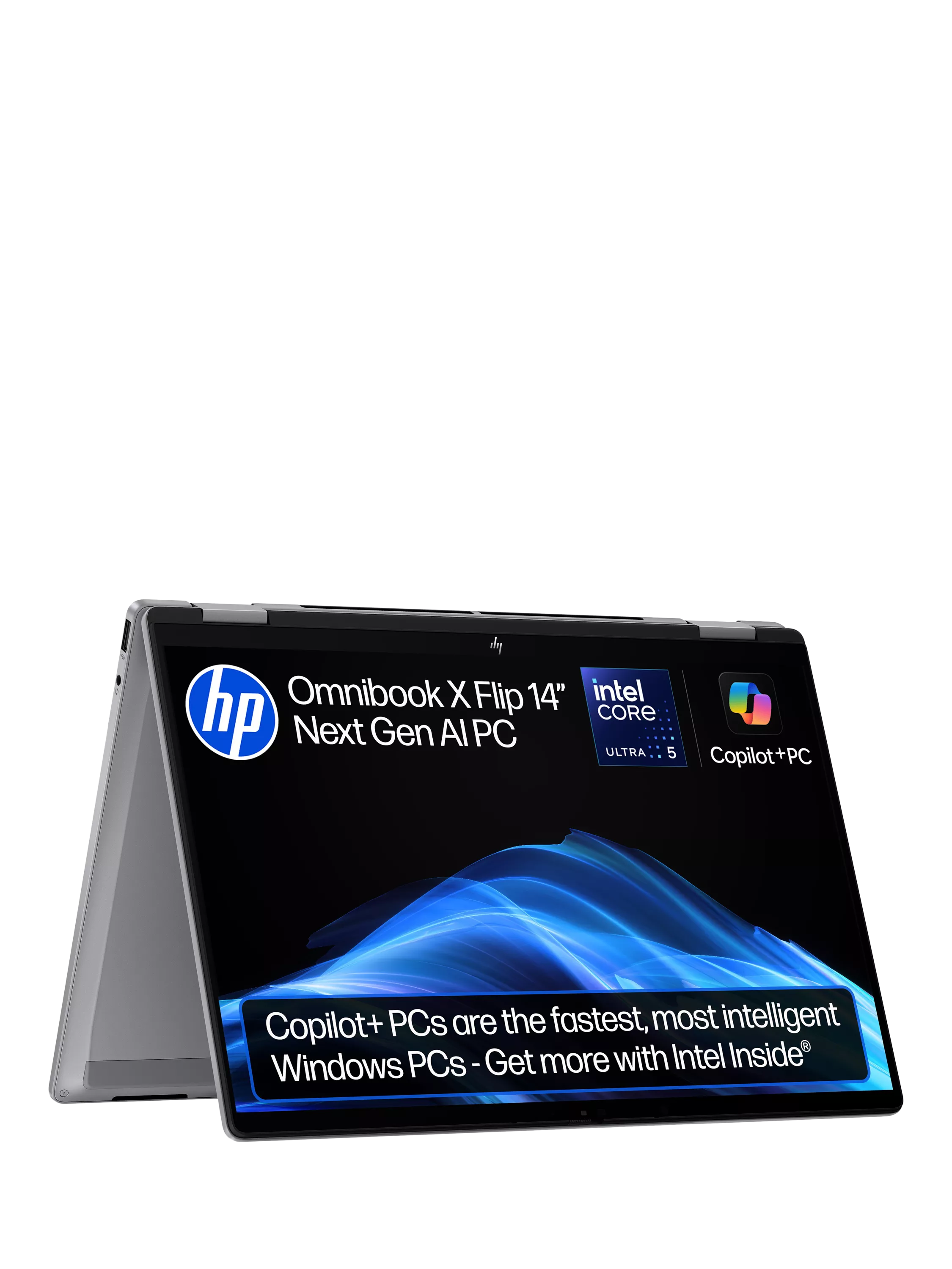 HP OmniBook X Flip 14 Convertible Laptop, Intel Core Ultra 5 Processor, 16GB RAM, 512GB SSD, 14” 3K Touchscreen, Meteor Silver