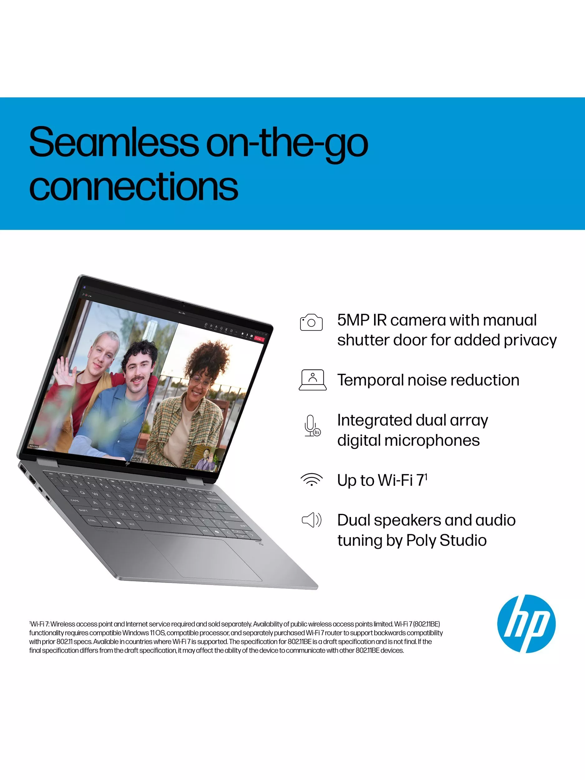 HP OmniBook X Flip 14 Convertible Laptop, Intel Core Ultra 5 Processor, 16GB RAM, 512GB SSD, 14” 3K Touchscreen, Meteor Silver - Image 7