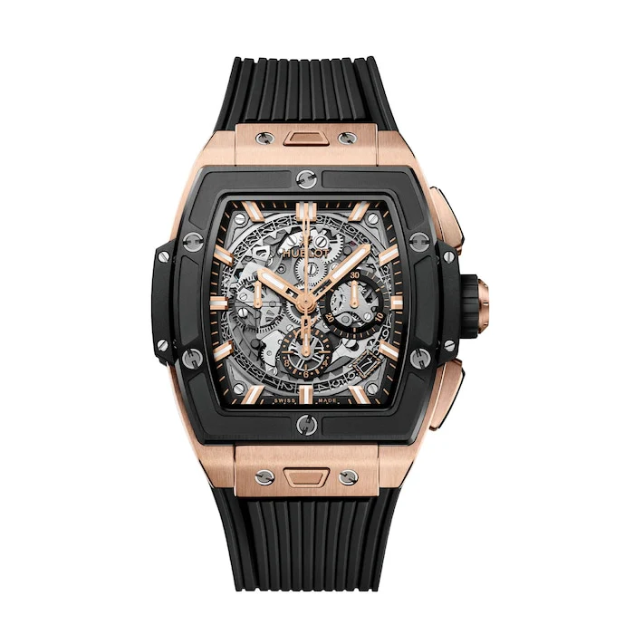 Hublot Automatic 42mm Men’s Watch with Black Material Dial, Gold Case, 100m Water Resistant / 642.OM.0180.RX