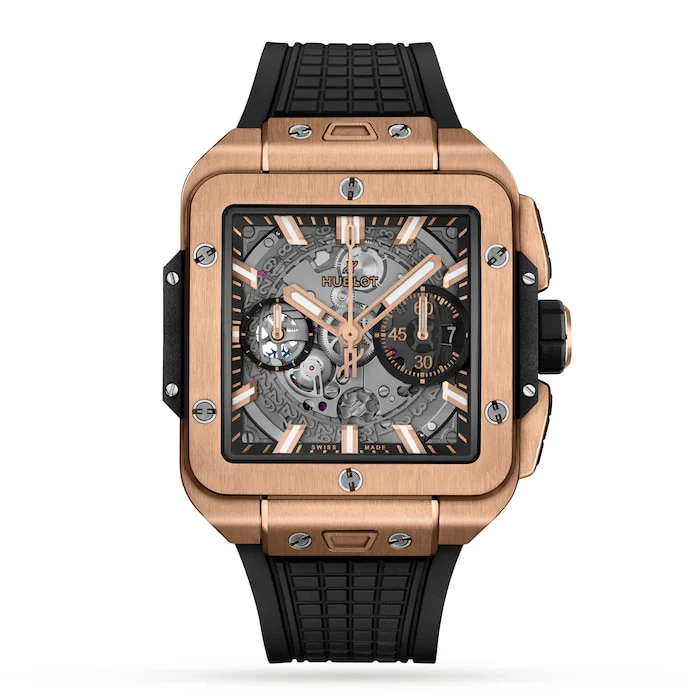 Hublot Automatic 42mm Men’s Watch with Skeleton Material Dial, Gold Case, 100m Water Resistant / 821.OX.0180.RX