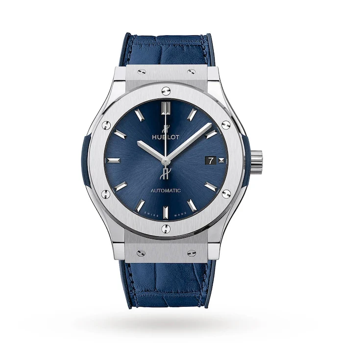 Hublot Elegance Automatic 45mm Men’s Watch with Blue Material Dial, Stainless Steel Case, 50m Water Resistant / 511.NX.7170.LR