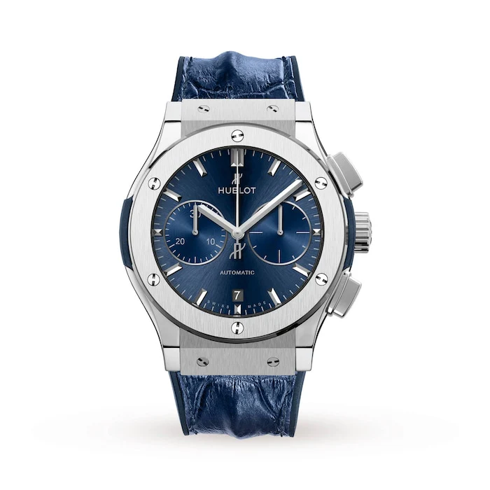 Hublot Elegance Automatic 45mm Men’s Watch with Blue Material Dial, Titanium Case, 50m Water Resistant / 521.NX.7170.LR