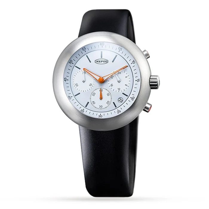 IKEPOD Quartz 44mm Men’s Watch with White Material Dial, Stainless Steel Case, 50m Water Resistant / C013-SI-LB