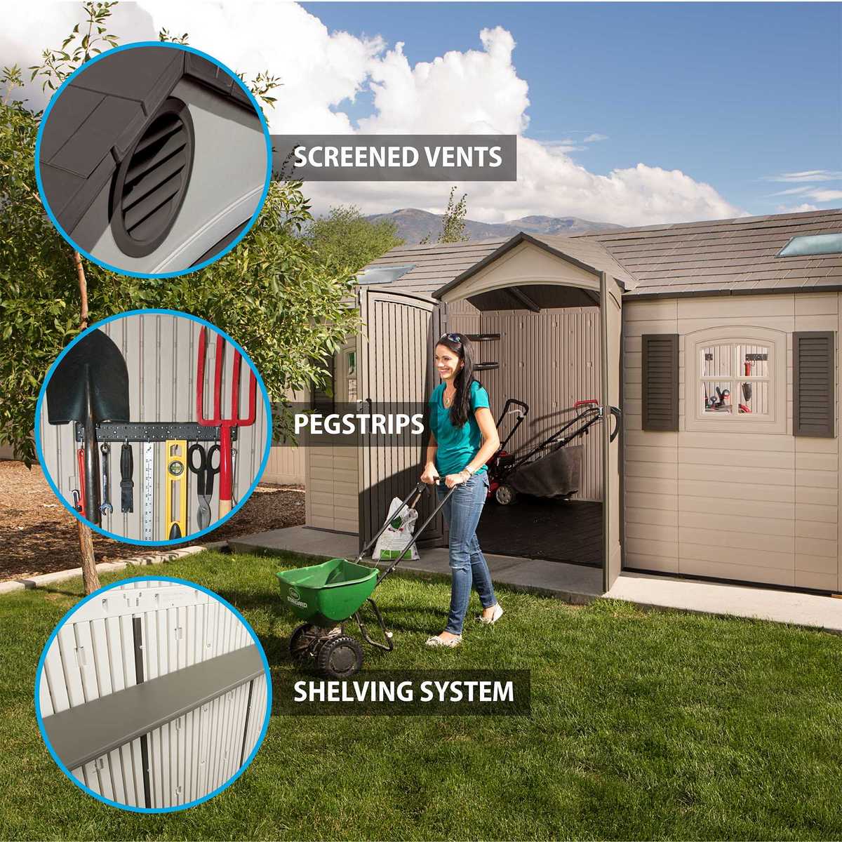 Installed Lifetime 15ft x 8ft (4.6 x 2.4m) Dual Entry Storage Shed - Model 60079 - With Expert Installation - Image 4