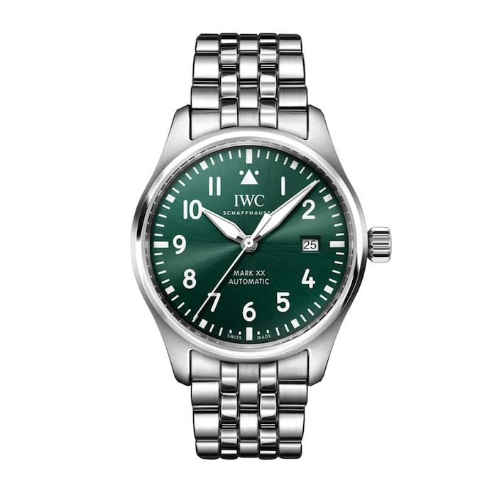IWC Automatic 40mm Men’s Watch with Green Material Dial, Stainless Steel Case & Bracelet, 100m Water Resistant / IW328206