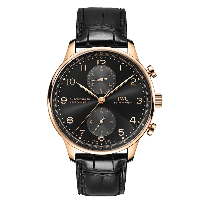 IWC Automatic 41mm Men’s Watch with Black Material Dial, Gold Case, 30m Water Resistant / IW371625