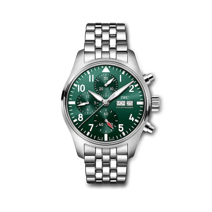 IWC Automatic 41mm Men’s Watch with Green Material Dial, Stainless Steel Case & Bracelet, 100m Water Resistant / IW388104