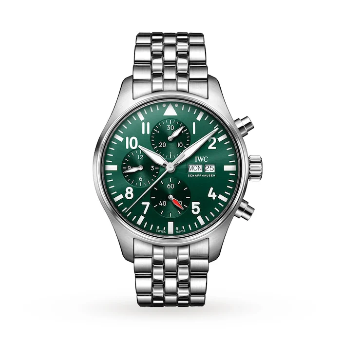 IWC Automatic 43mm Men’s Watch with Green Material Dial, Stainless Steel Case & Bracelet, 100m Water Resistant / IW378006