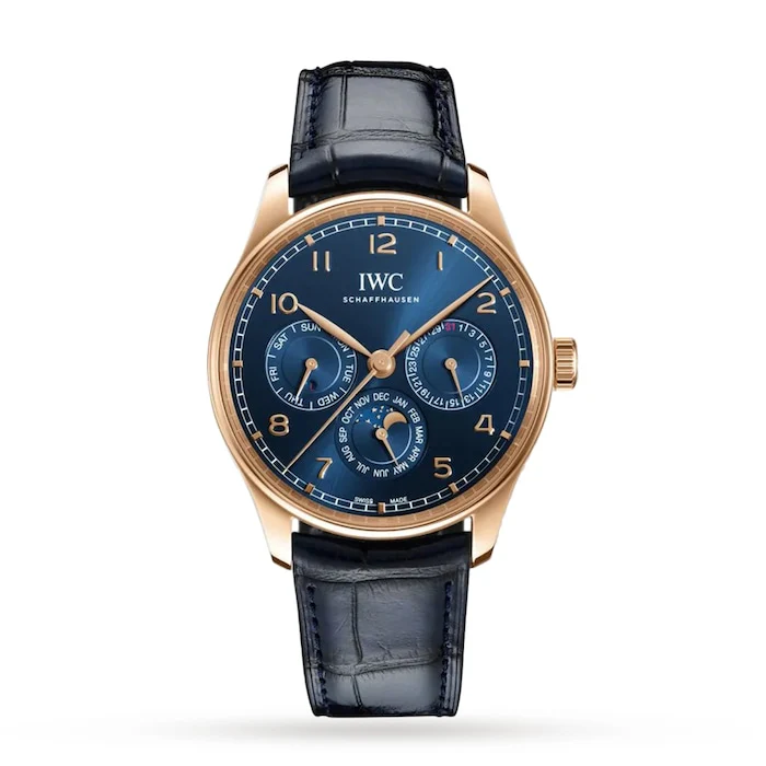 IWC Automatic Men’s Watch with Blue Material Dial, Gold Case, 30m Water Resistant / IW344205