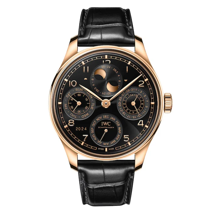 IWC Manual Wind 44mm Men’s Watch with Black Material Dial, Gold Case, 50m Water Resistant / IW503702