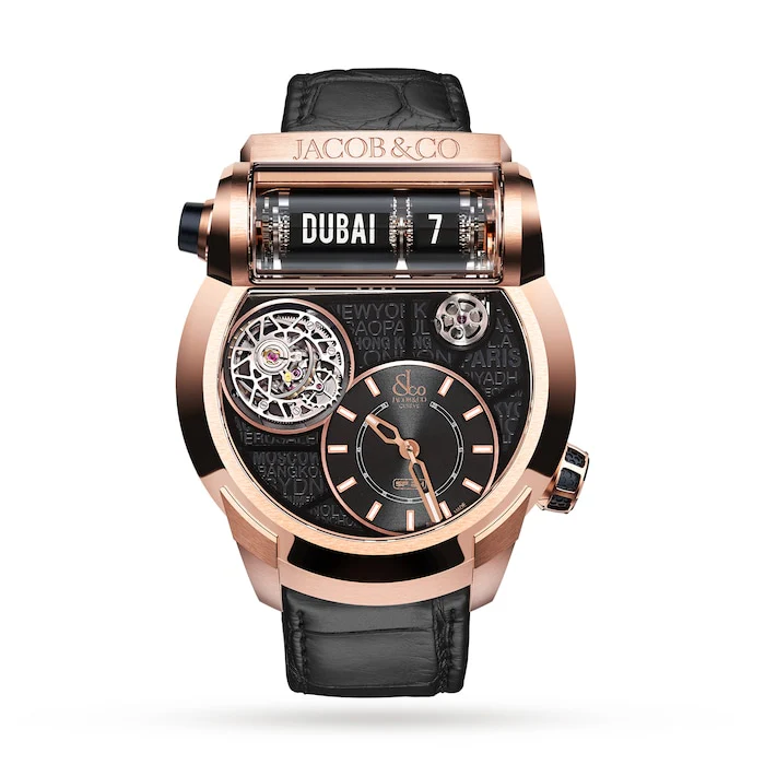 Jacob & Co Automatic 45mm Men’s Watch with Black Material Dial, Gold Case, 30m Water Resistant / ES102.40.NS.LC.ACA4D