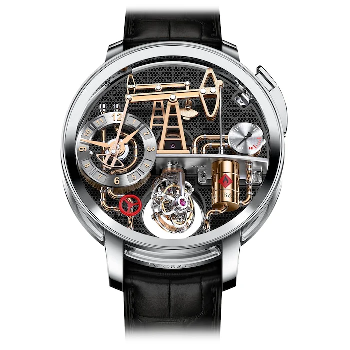 Jacob & Co Mechanical Men’s Watch with Black Material Dial, Gold Case, 30m Water Resistant / OI100.30.AA.AA.BBALA