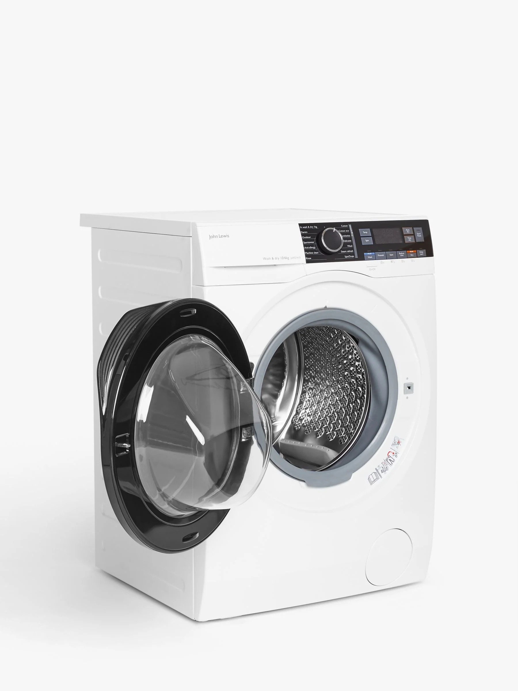 John Lewis JLWD1615 Freestanding Washer Dryer, 10kg/6kg Load, 1600rpm Spin, White - Image 3