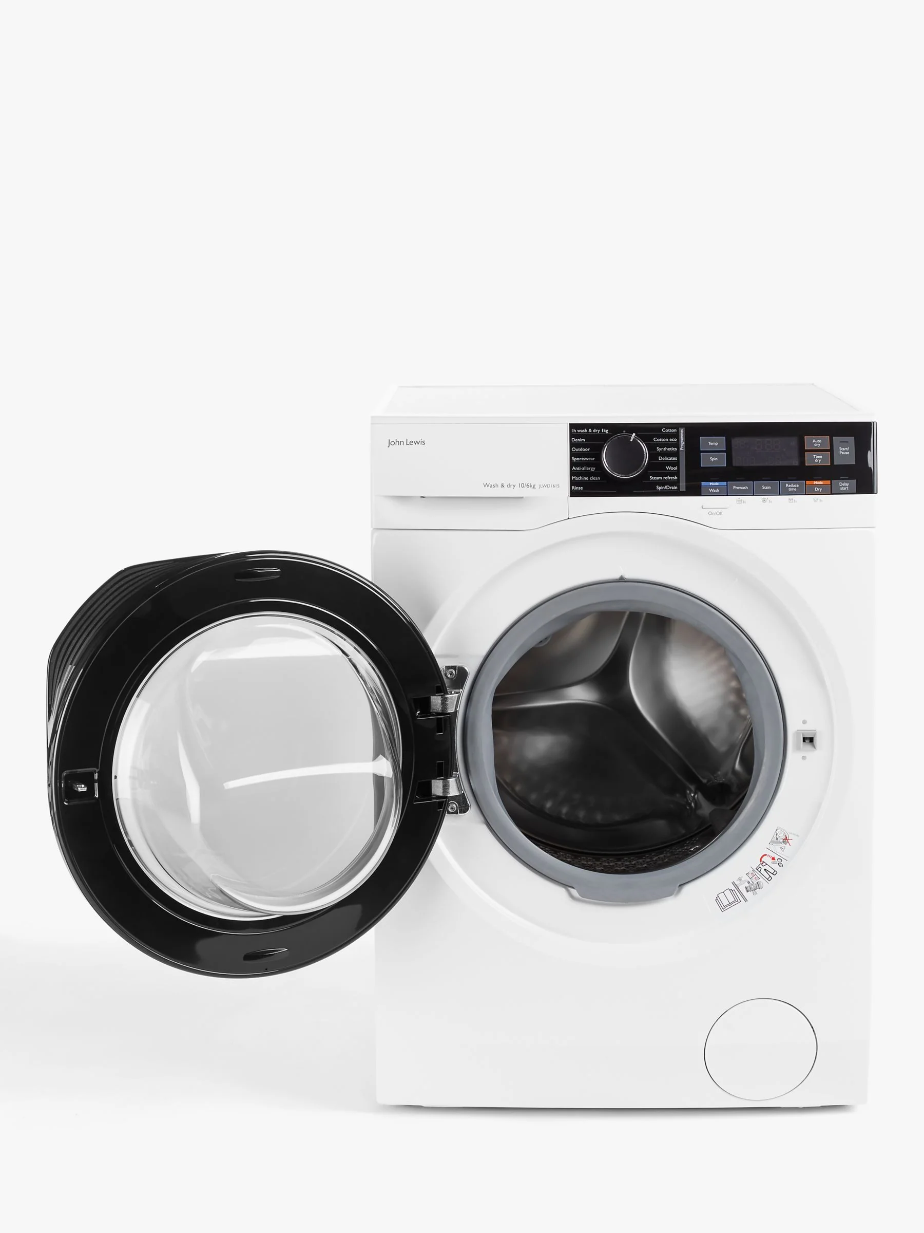 John Lewis JLWD1615 Freestanding Washer Dryer, 10kg/6kg Load, 1600rpm Spin, White - Image 8