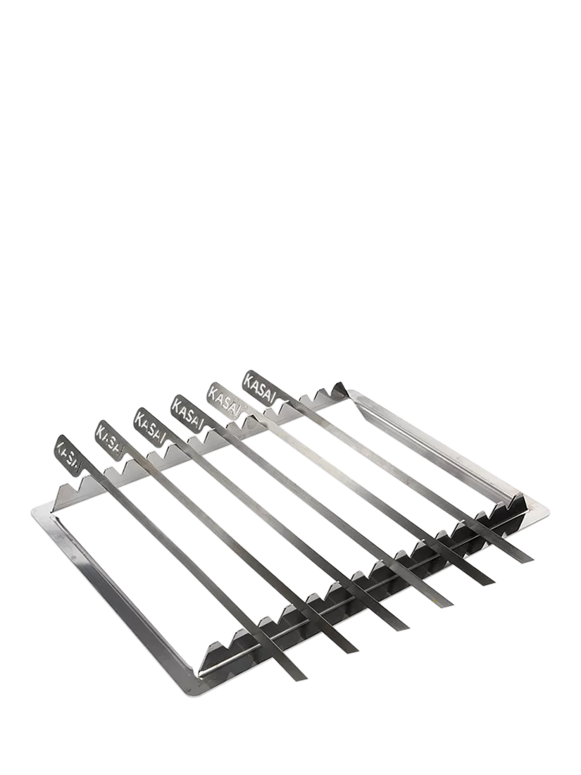 Kasai Medium Konro Grill Charcoal BBQ with Heat Mat, Robata & 6 Skewer Rack - Image 5