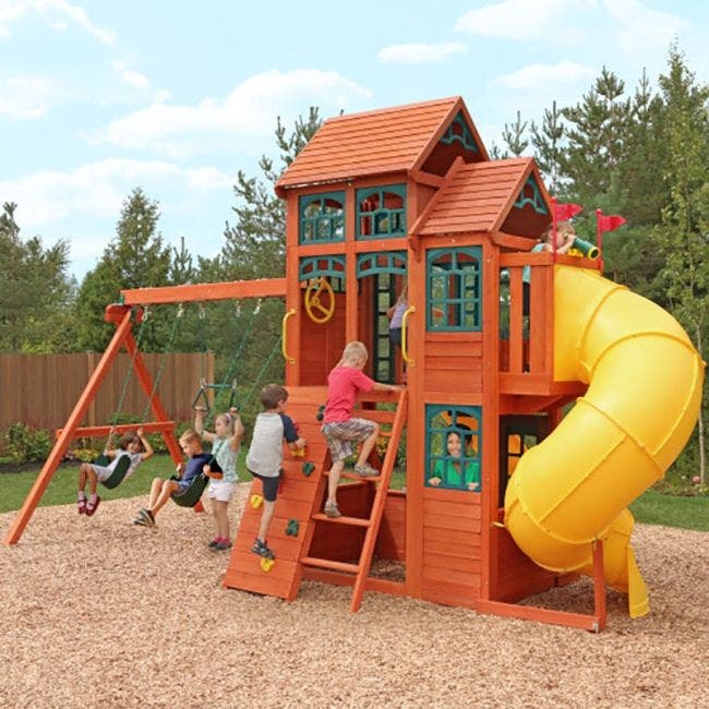 Kidkraft Canyon Ridge Wooden Swing and Slide Playset - Image 3