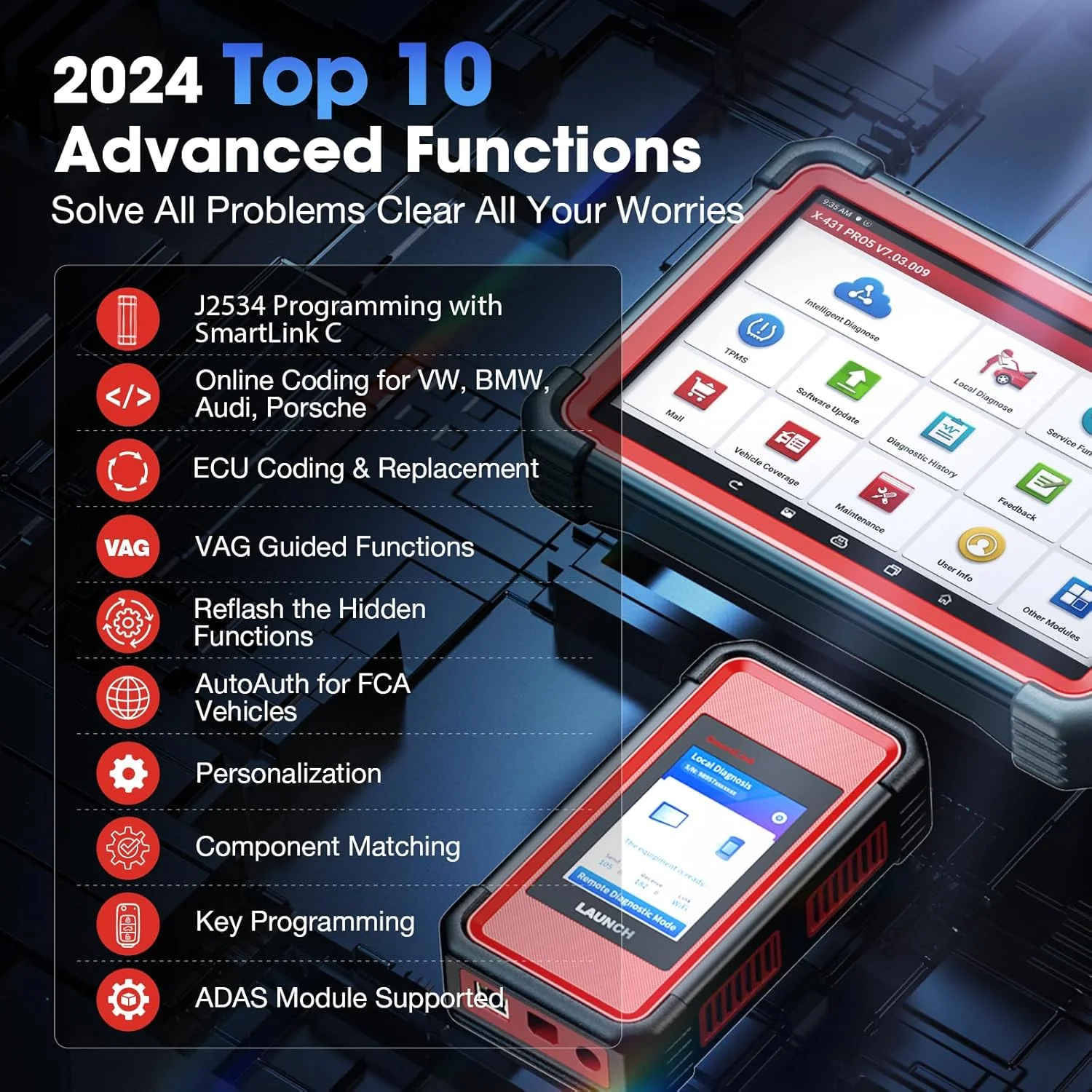 LAUNCH X431 PRO5 Scan Tool, J2534 Reprogramming Tool, ECU Online Coding, Topology Mapping, Upgraded of X431 V+, Bi-Directional Diagnostic Scanner, with SmartBox 3.0 CANFD & DOIP, 2 Years Update - Image 5