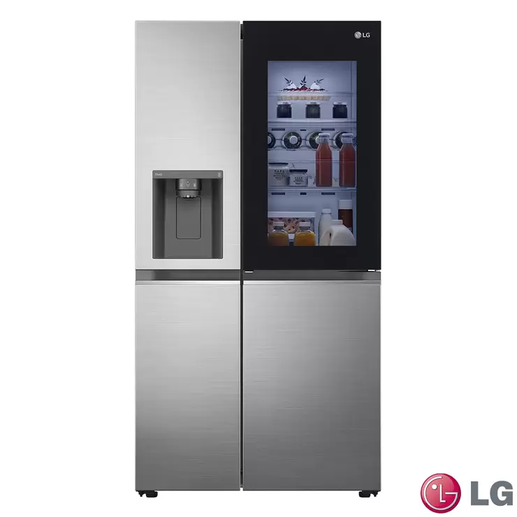 LG Instaview⢠Door-In-Door⢠GSXV80PZLE, Side by Side Fridge Freezer, E Rated in Shiny Steel