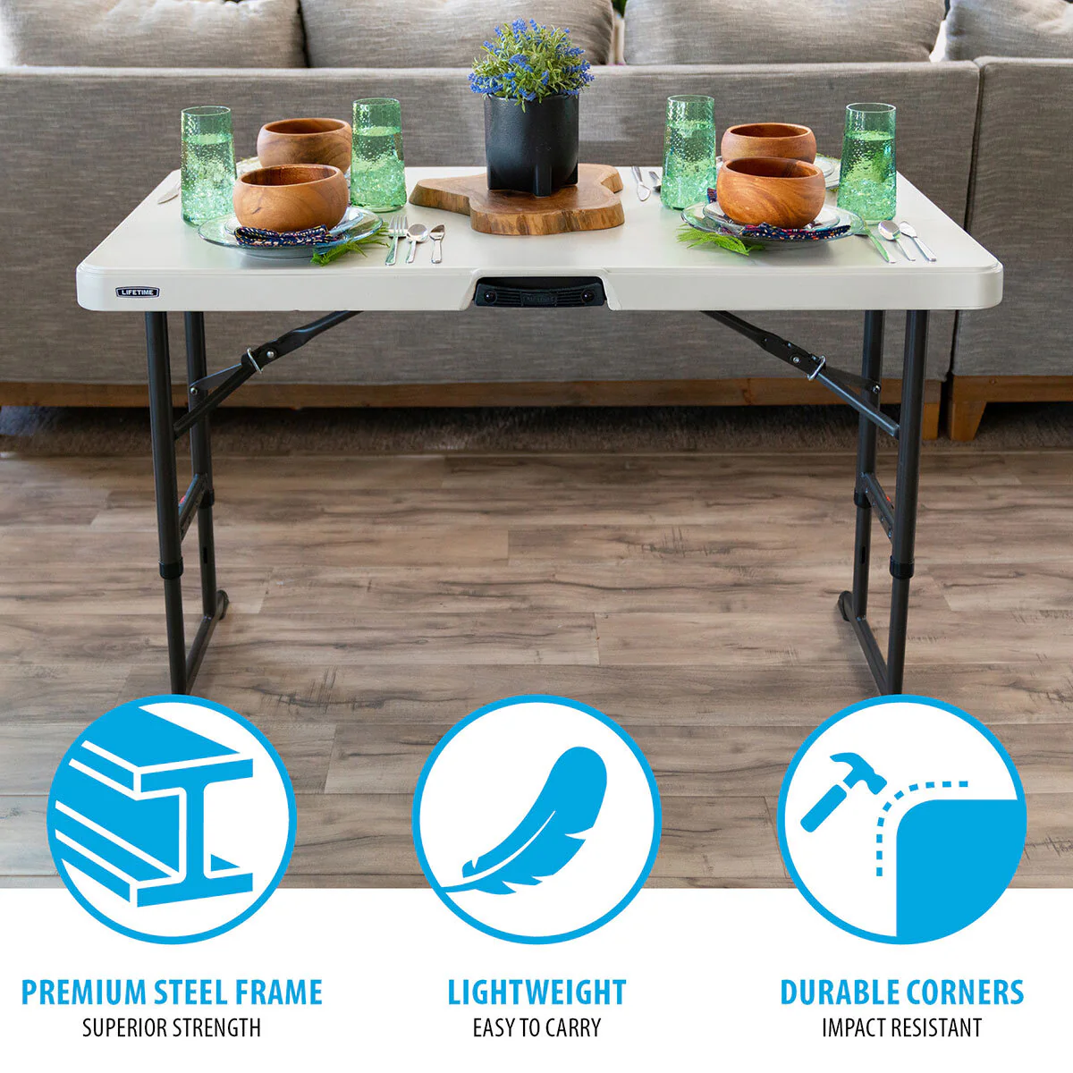 Lifetime 4ft Adjustable Height Nesting Commercial Grade Table - Image 4