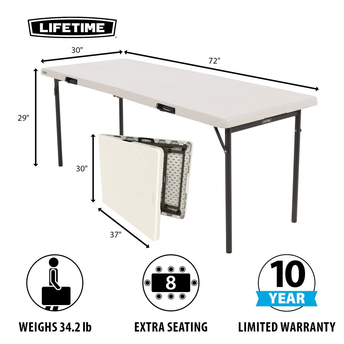 Lifetime 6ft Fold in Half Commercial Grade Table - Image 2