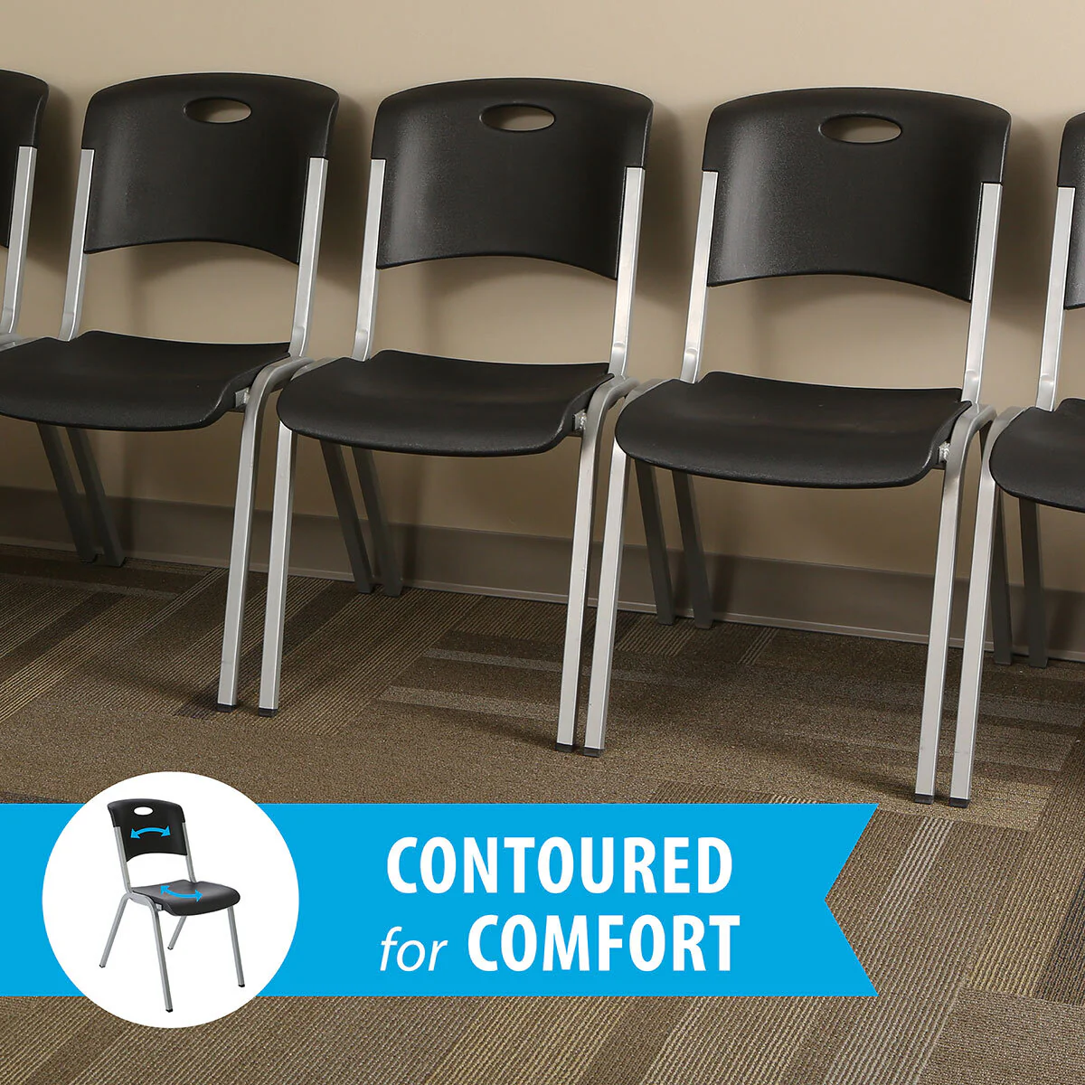 Lifetime Black Stacking Chair, 14 Pack - Image 5