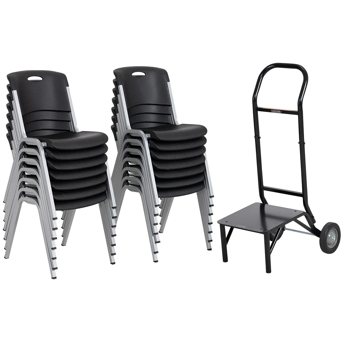 Lifetime Stacking Chair, 14 Pack & Chair Trolley - Image 7