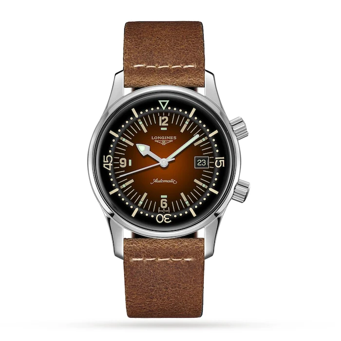 Longines Automatic 40mm Men’s Watch with Brown Material Dial, Stainless Steel Case, 300m Water Resistant / L37744602