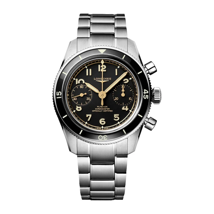 Longines Automatic Men’s Watch with Black Material Dial, Stainless Steel Case & Bracelet, 100m Water Resistant / L37214536