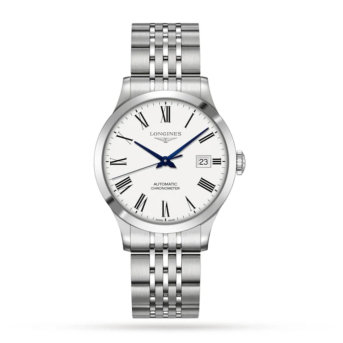 Longines Elegance Automatic 50mm Men’s Watch with White Material Dial, Stainless Steel Case & Bracelet, 30m Water Resistant / L28204116