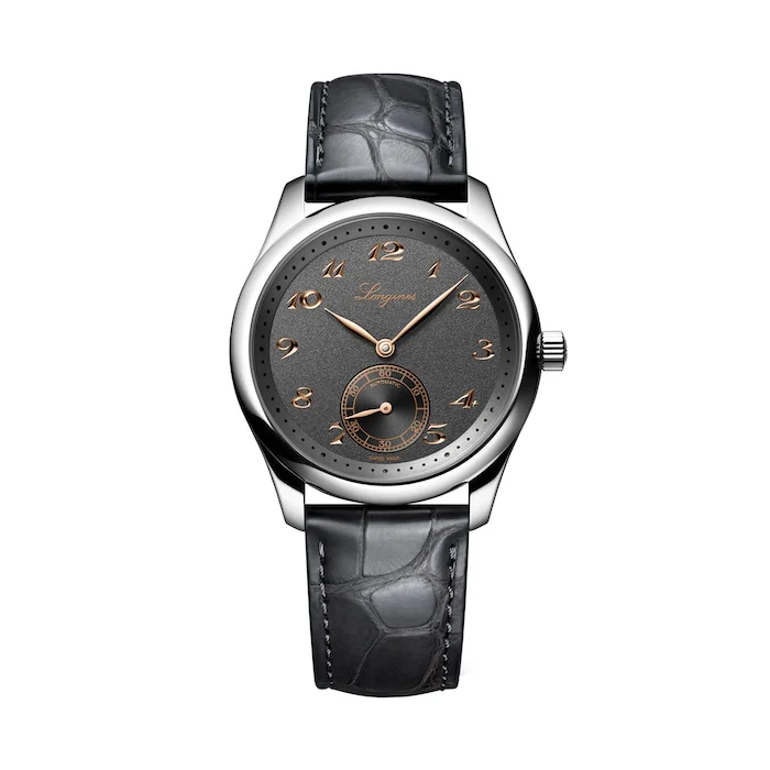 Longines Elegance Automatic Men’s Watch with Grey Material Dial, Stainless Steel Case, 30m Water Resistant / L28434632