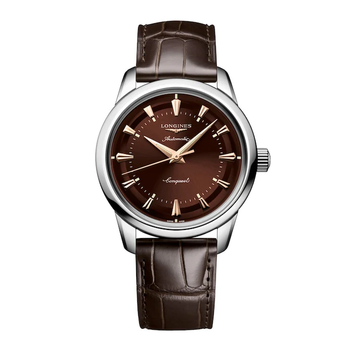 Longines Heritage Automatic 38mm Men’s Watch with Brown Material Dial, Stainless Steel Case, 50m Water Resistant / L16494622