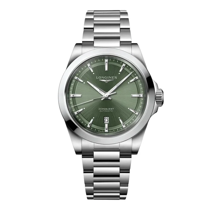 Longines Heritage Automatic 41mm Men’s Watch with Green Material Dial, Stainless Steel Case & Bracelet, 100m Water Resistant / L38304026