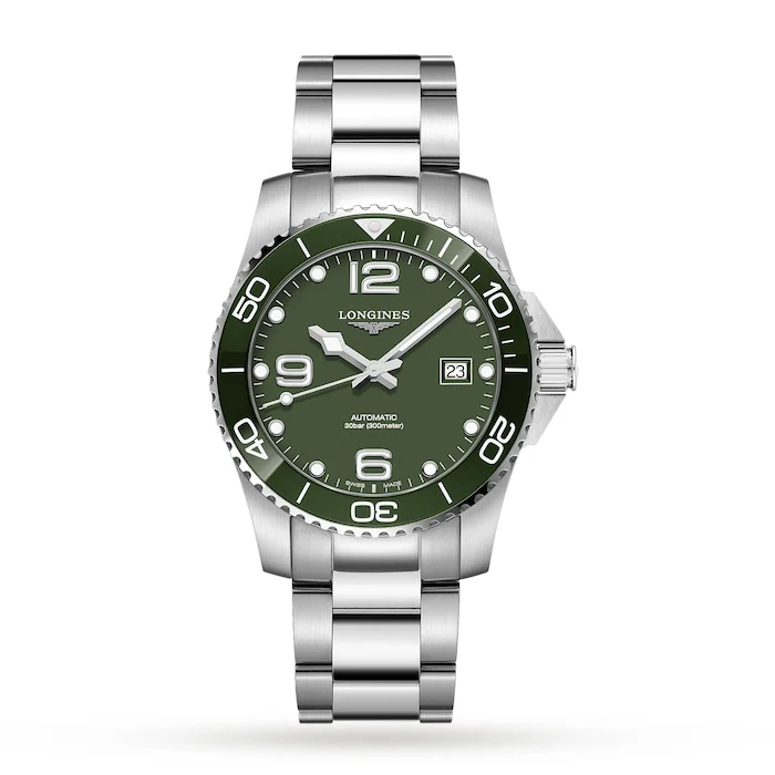 Longines Heritage Automatic 41mm Men’s Watch with Green Material Dial, Stainless Steel Case & Bracelet, 300m Water Resistant / L37814066