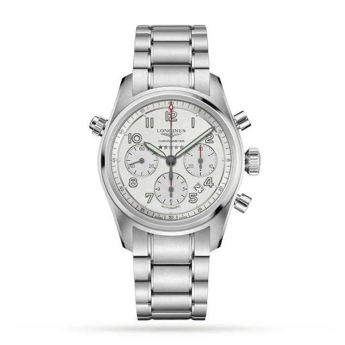 Longines Heritage Automatic 42mm Men’s Watch with Silver Material Dial, Stainless Steel Case & Bracelet, 100m Water Resistant / L38204736