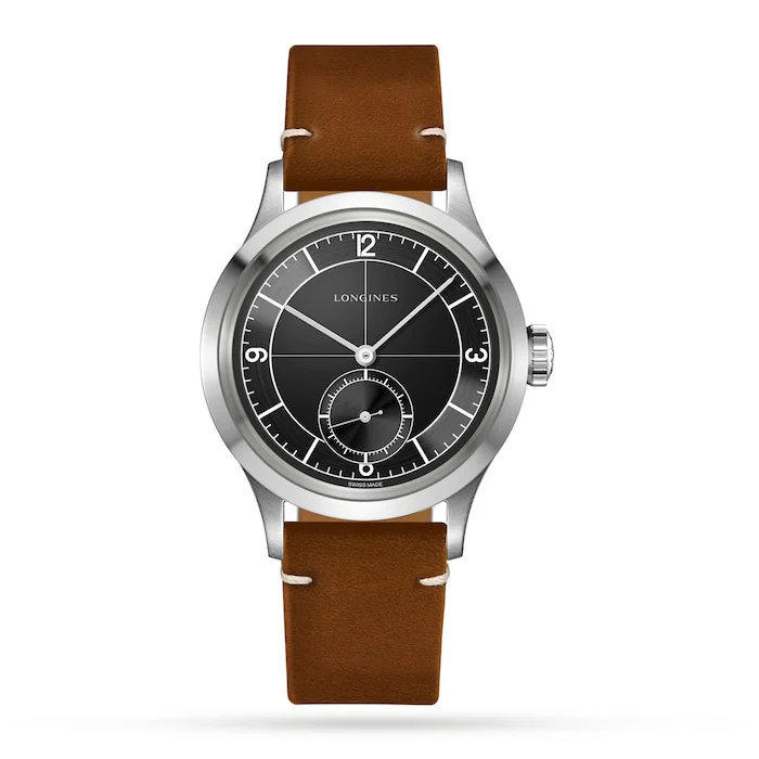 Longines Heritage Automatic Men’s Watch with Black Material Dial, Stainless Steel Case, 30m Water Resistant / L28284532