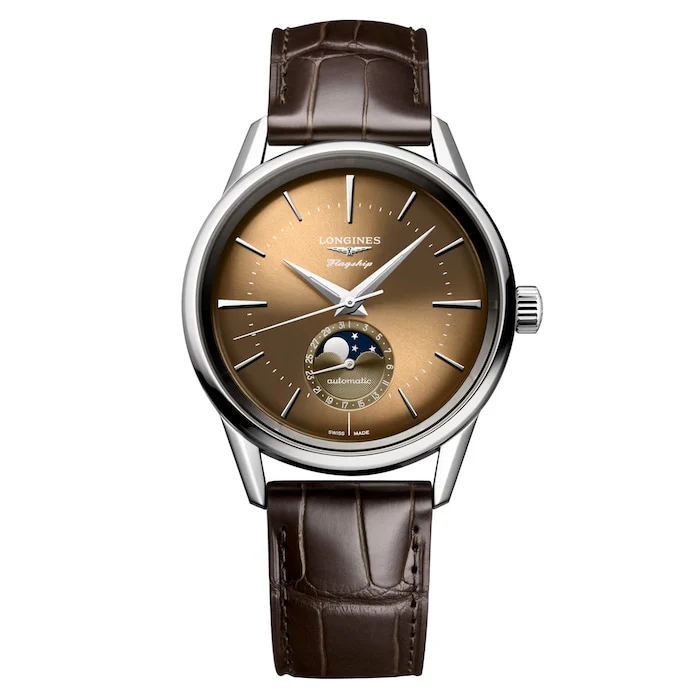 Longines Heritage Automatic Men’s Watch with Brown Material Dial, Stainless Steel Case, 30m Water Resistant / L48154622
