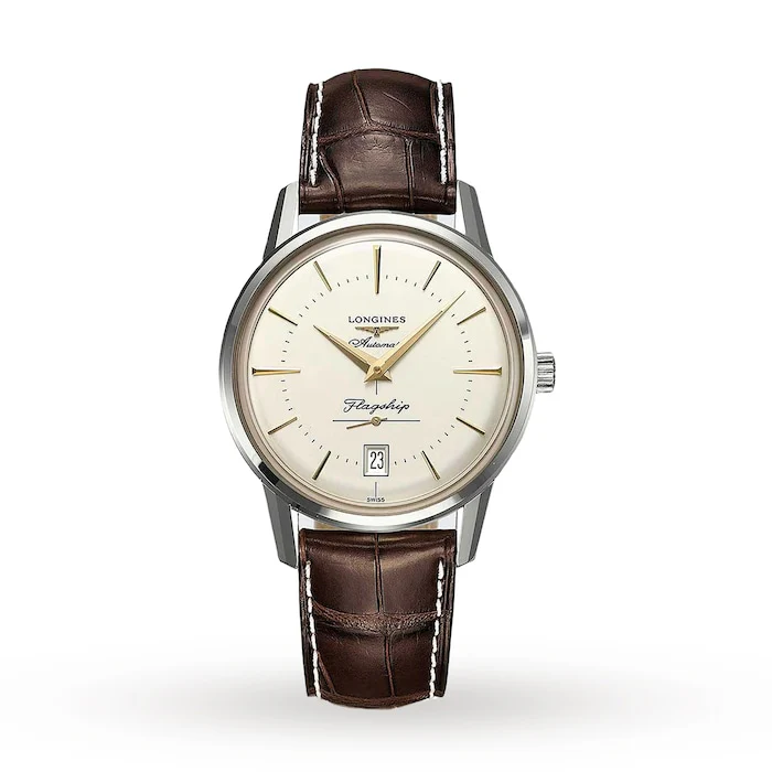 Longines Heritage Automatic Men’s Watch with Cream Material Dial, Stainless Steel Case, 30m Water Resistant / L47954782