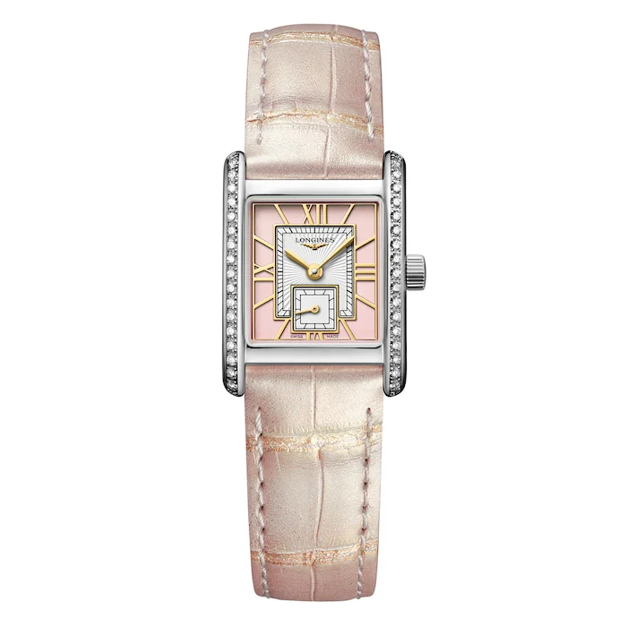 Longines Mini DolceVita 21.5mm X 29mm Ladies Watch Pink Luxury Watch Swiss Made High Precision Movement L52000992