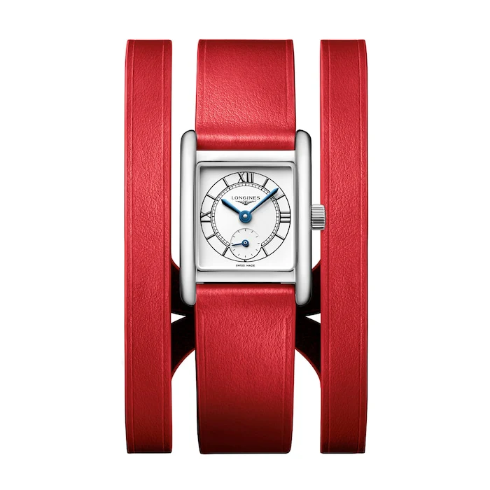 Longines Mini Dolcevita 21.5mm X 29mm Ladies Watch Red Strap Luxury Watch Swiss Made High Precision Movement L52004750