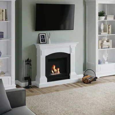 Magna Bioethanol Fireplace - White Freestanding Bioethanol Fireplace, Ventless Ethanol Fireplace,