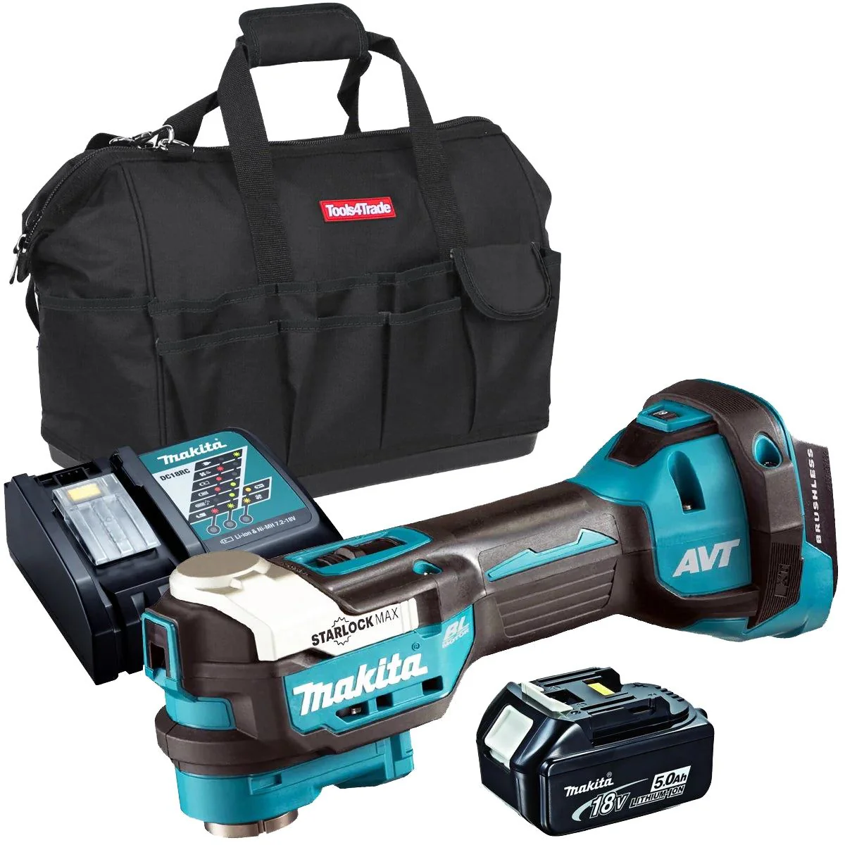Makita DTM52Z 18V Brushless Oscillating Multi Tool With 1 x 5.0Ah Battery Charger & Bag