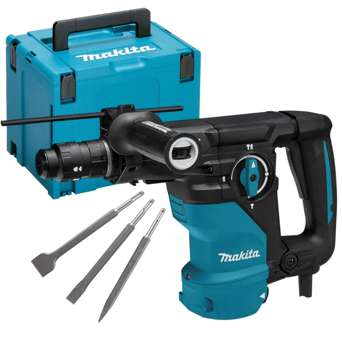 Makita HR3012FCJ/1 SDS+ Rotary Hammer Drill 110V with 3 Piece Chisel