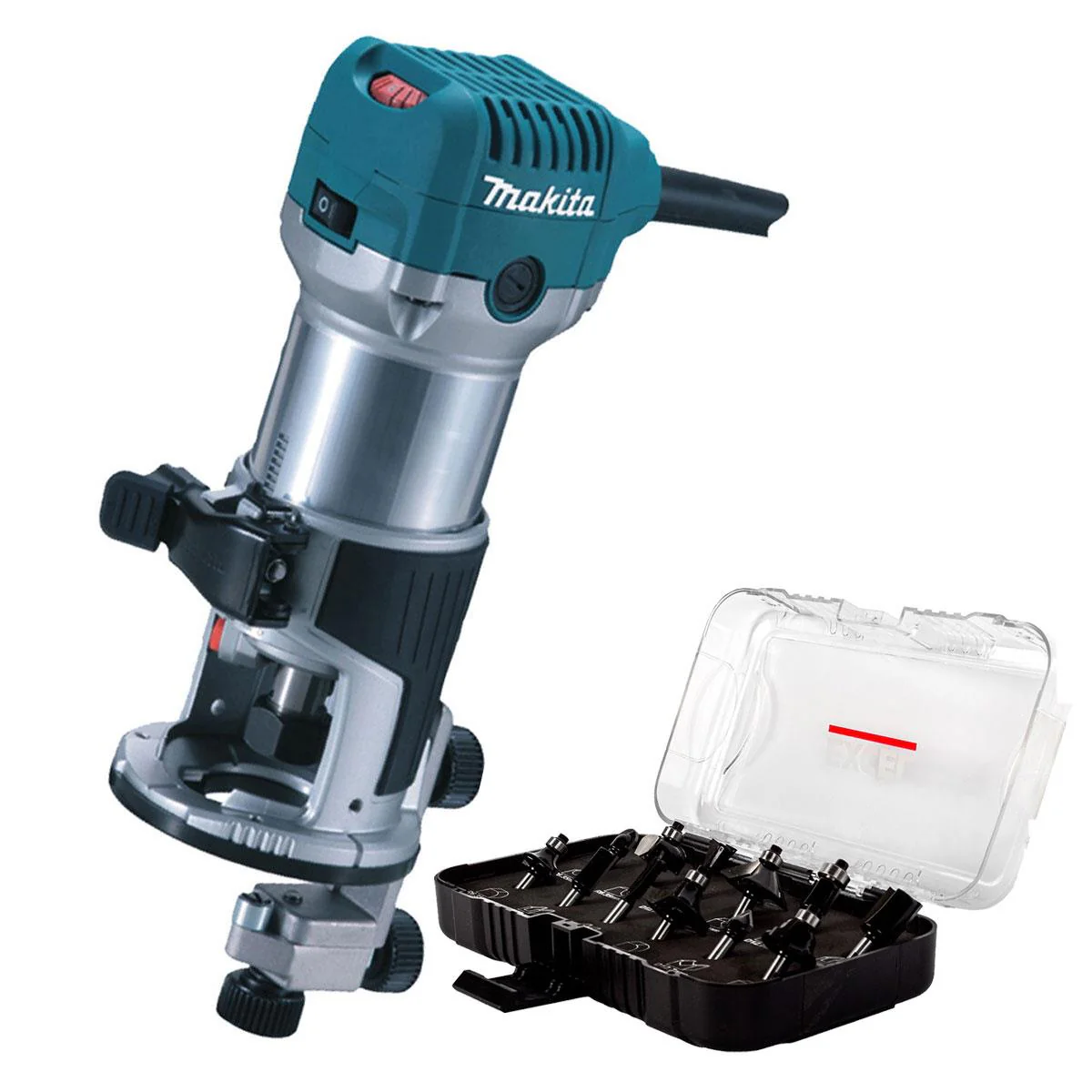 Makita RT0702CX4/2 240V Router Trimmer with 1/4" 12 Piece Cutter Set
