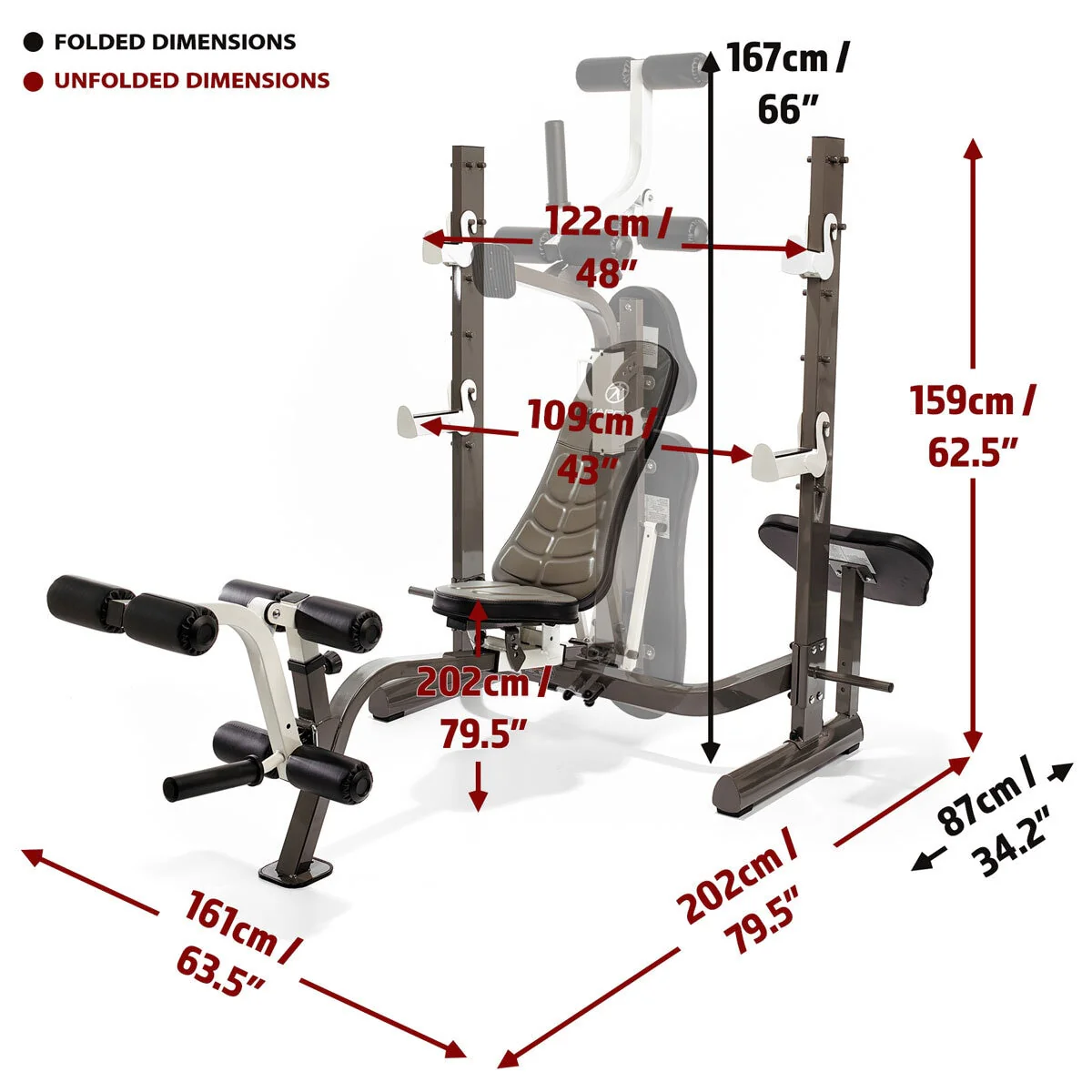 Marcy MWB-70205 Folding Olympic Barbell Bench with Rear Squat Rack - Image 8