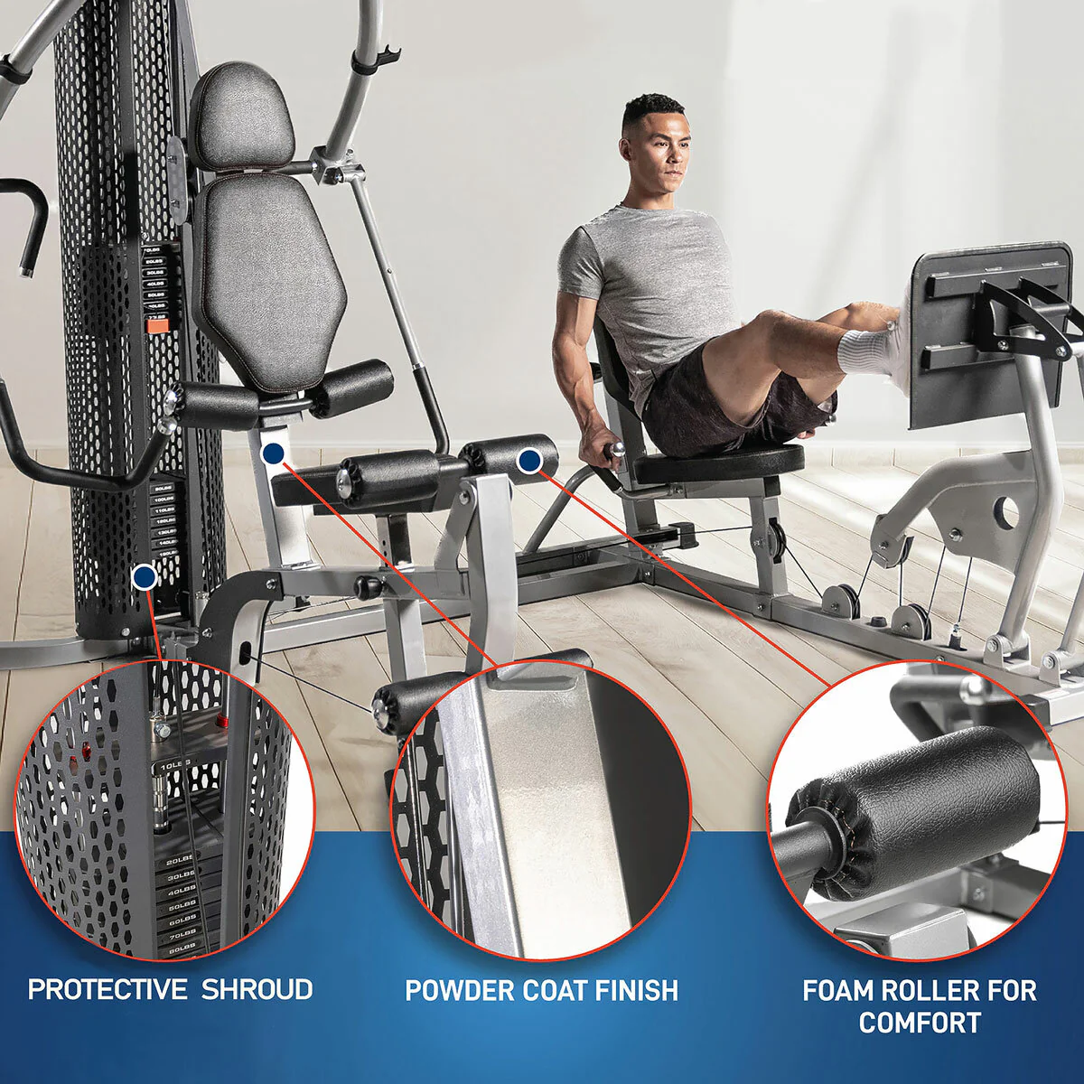 Marcy MWM-8307LP 68kg Stack Deluxe Gym with Leg Press - Image 3