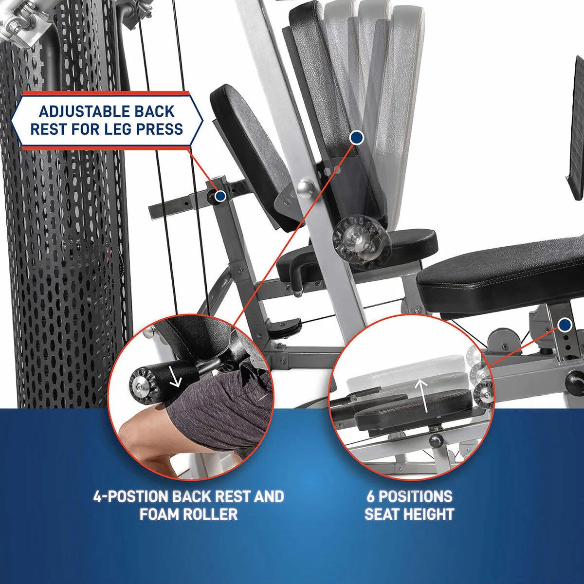 Marcy MWM-8307LP 68kg Stack Deluxe Gym with Leg Press - Image 8