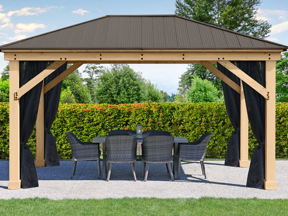 Yardistry Meridian Gazebo 12ft x 16ft (3.66m x 4.88m) with Mesh Kit - Image 4