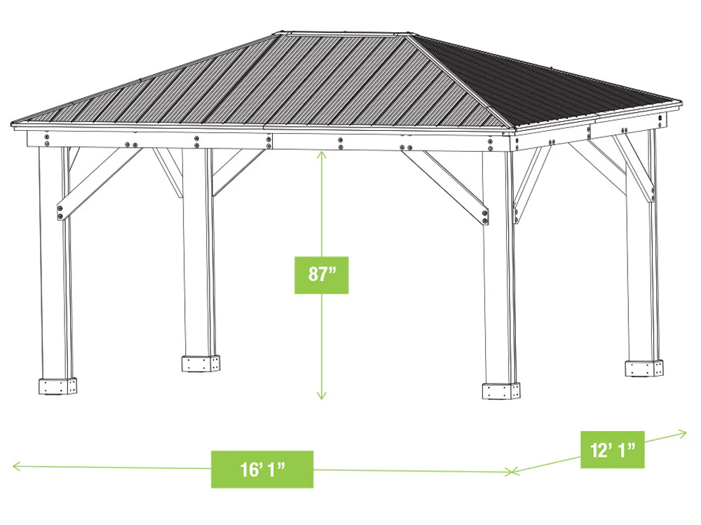 Yardistry Meridian Gazebo 12ft x 16ft (3.66m x 4.88m) with Mesh Kit - Image 8